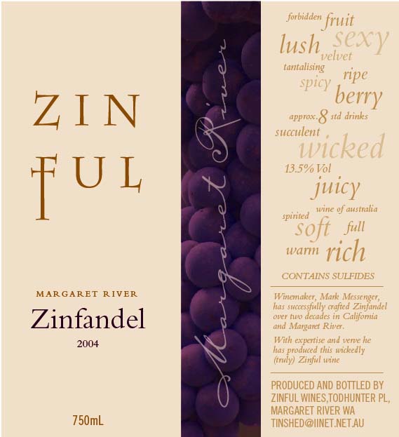 zinful label 2 Zinful Zinfandel label