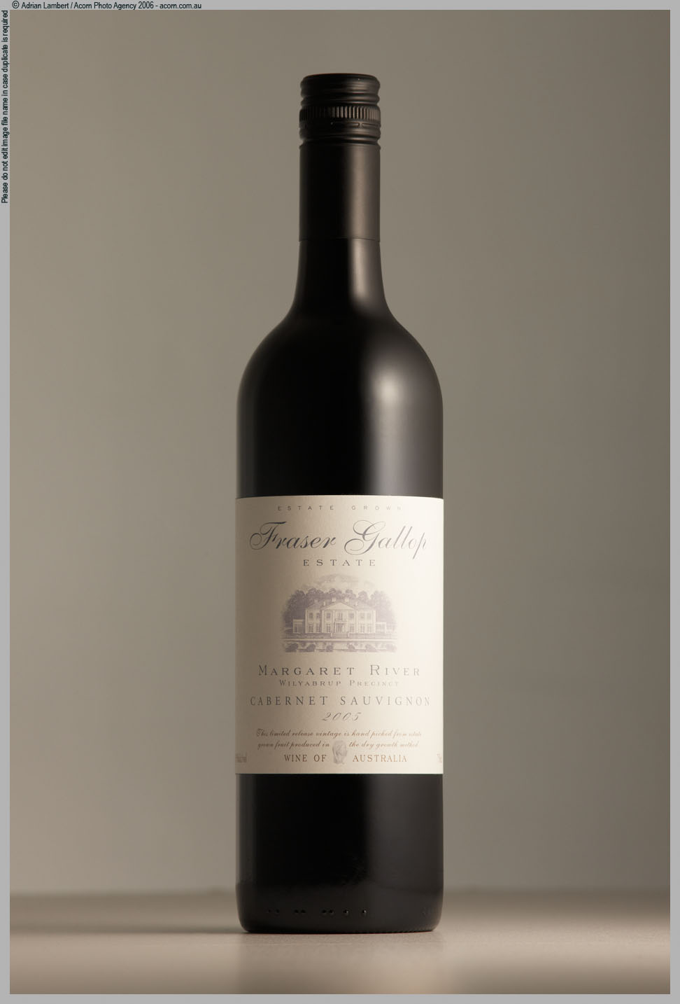 Fraser Gallop Estate Winery. Wine bottle product shots